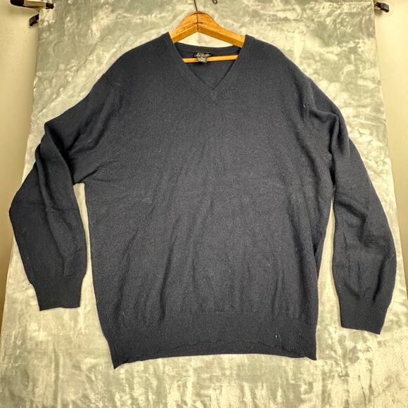Jos. A. Bank 100% Cashmere Sweater Men's XL Blue V-Neck Pullover Lightweight - Picture 1 of 5